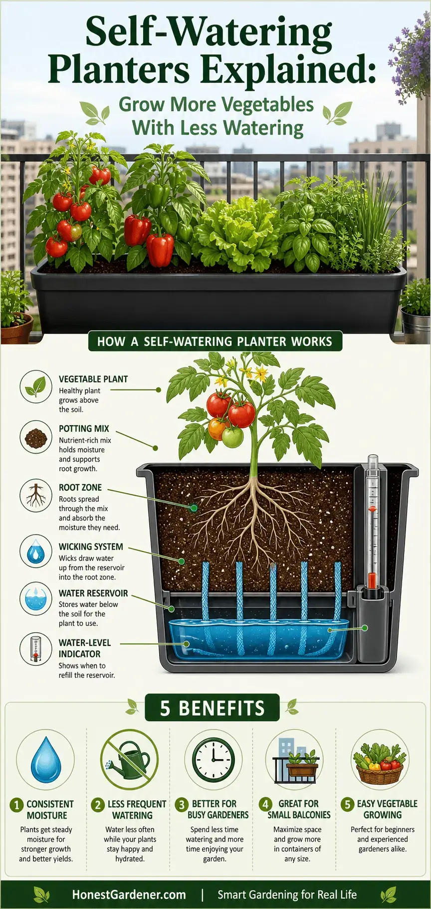 best self watering planters for balcony vegetables