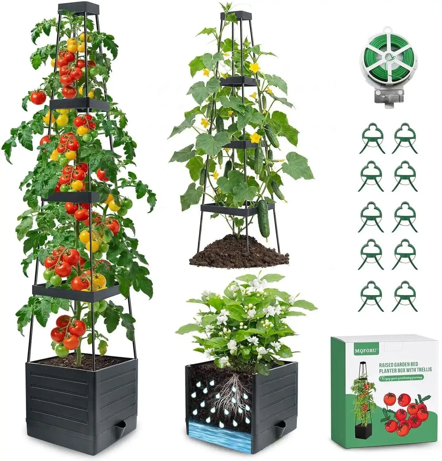 Self-Watering Planter Box With Trellis