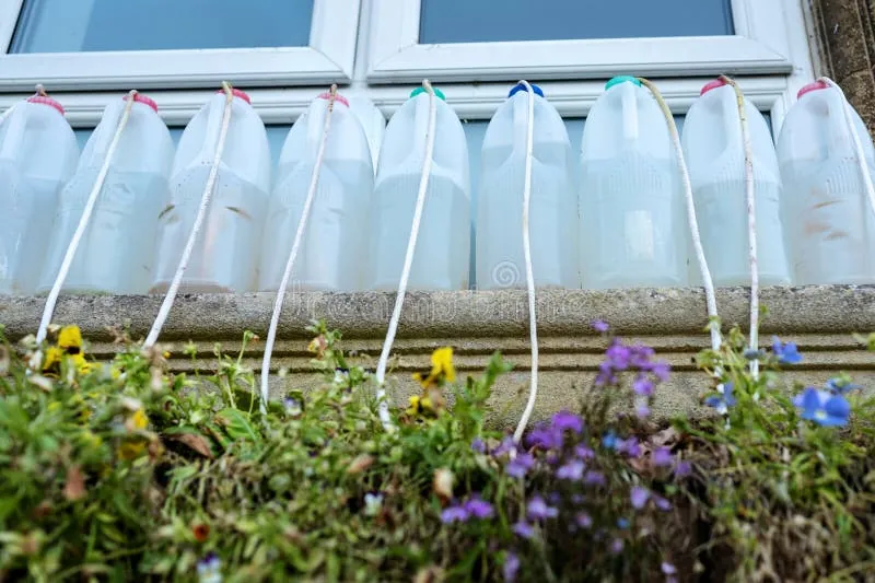 Essential tools like snips and connectors for installing a plant drip system.